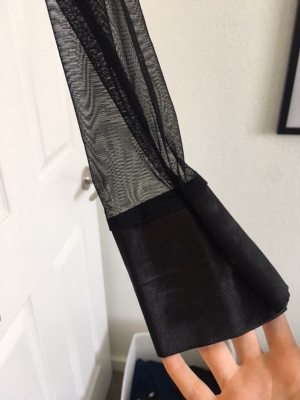 Mesh Long Sleeve Button Down Blouse - Picture 2 of 3